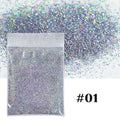 Holographic Nail Glitter Powder | 9-Color Rainbow Laser Shimmer Nail Glitter Powder QXL 1-Silver