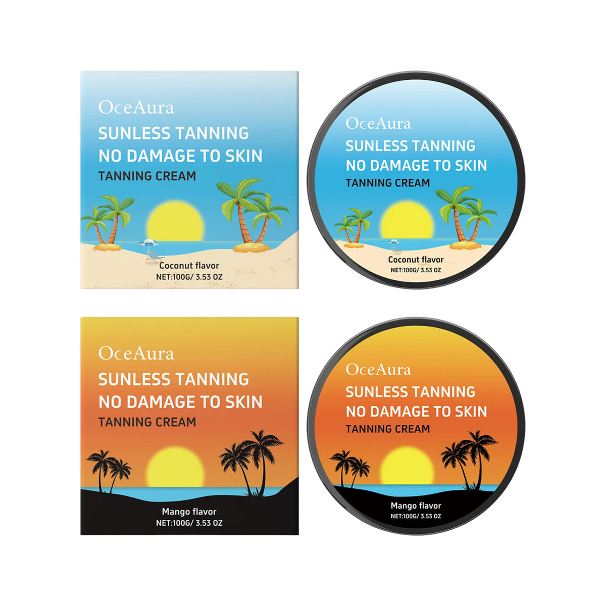 OceAura Coconut Mango Self Tanner Body Lotion | Gradual Bronzer Self Tanning Lotion QXL Set