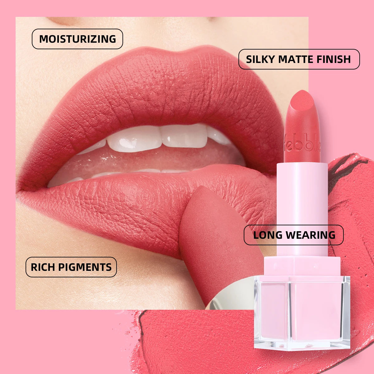 USHAS Matte Lipstick | Velvet Red Long-Lasting Lip Glaze Matte Lipstick QXL