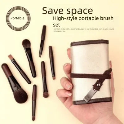 7-Piece Mini Makeup Brush Set | Powder, Blush & Eye Brushes Makeup Brush Set QXL Hakuhodo Mini Makeup