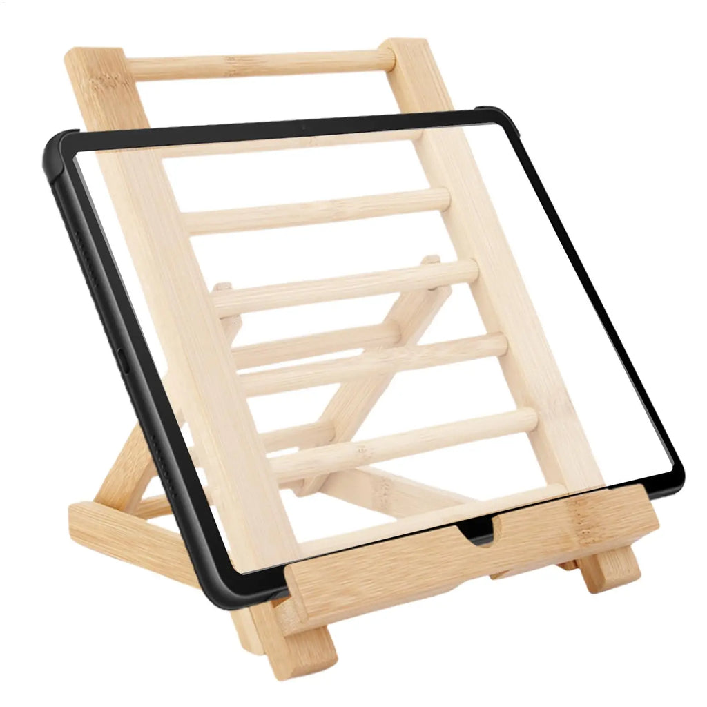 Wooden Tablet & Cookbook Stand with Charging Hole | Desk Tablet Cookbook Stand QXL