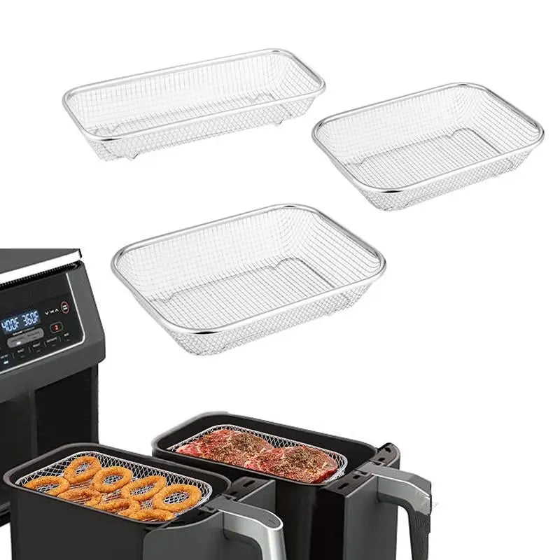 Stainless Steel Air Fryer Mesh Basket | Non-Stick Grill Tray Air Fryer Basket QXL