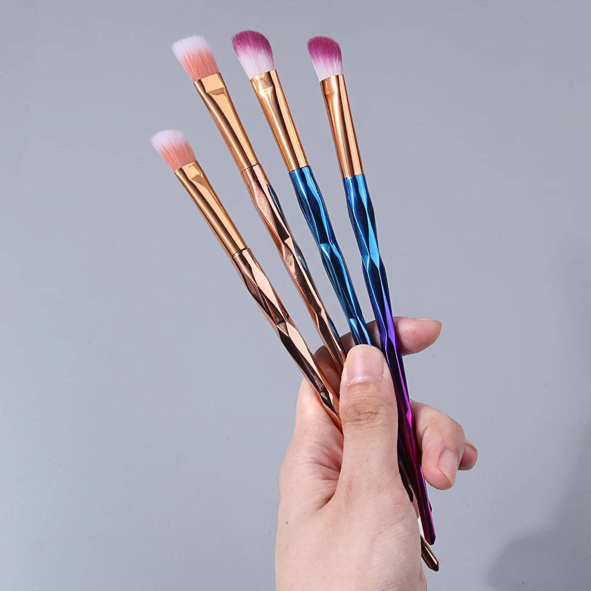 KOSSHOW 2-Pc Eyeshadow Brush Set | Diamond Handle Blue & Gold Eyeshadow Brush Set QXL