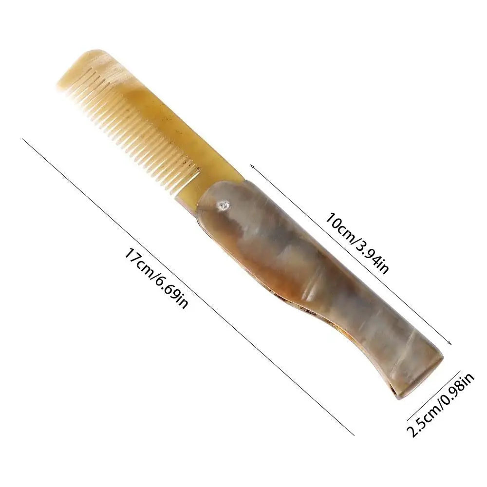2-Pack Foldable Ox Horn Pocket Comb | Anti-Static Travel Comb Foldable Hair Comb QXL