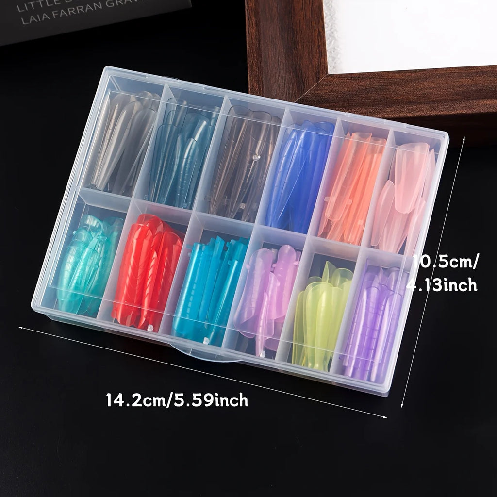 144-Pc Reusable Nail Dual Forms | Colorful Extension Mold Kit Nail Extension Molds QXL 144pcs