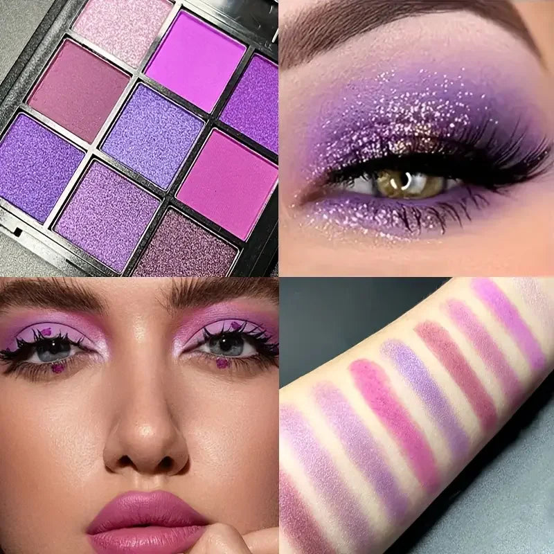 VERONNI 9-Color Purple Eyeshadow Palette | Matte & Shimmer Eyeshadow Palette QXL