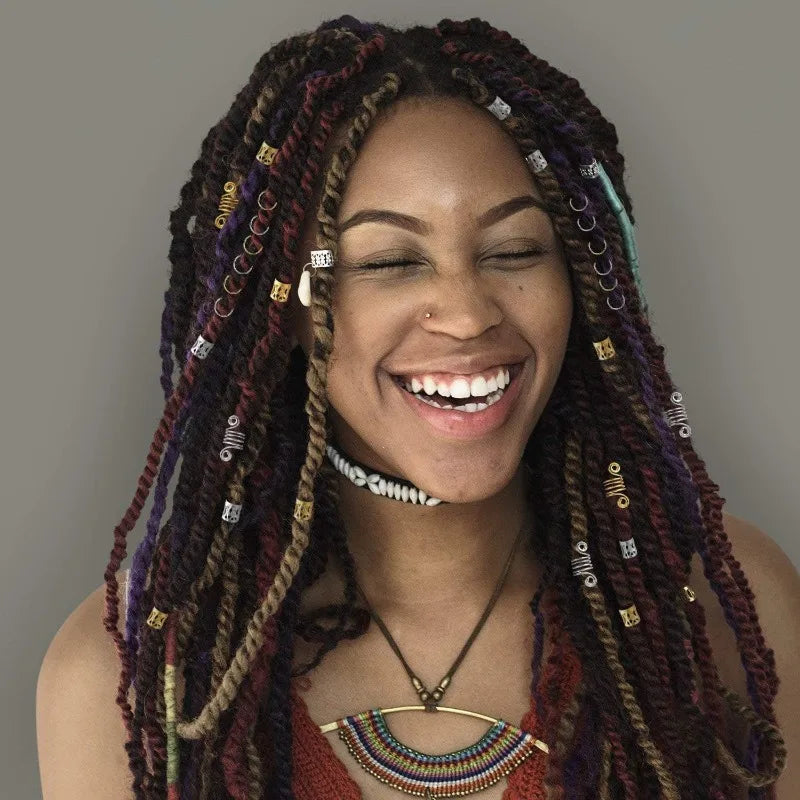 Metal Hollow Hair Braid Rings & Cuffs | Gold Dreadlock Beads Hair Braid Cuffs QXL