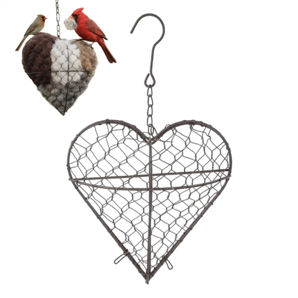 Heart-Shaped Bird Nesting Material Holder | Hangable Outdoor Bird Nesting Holder QXL