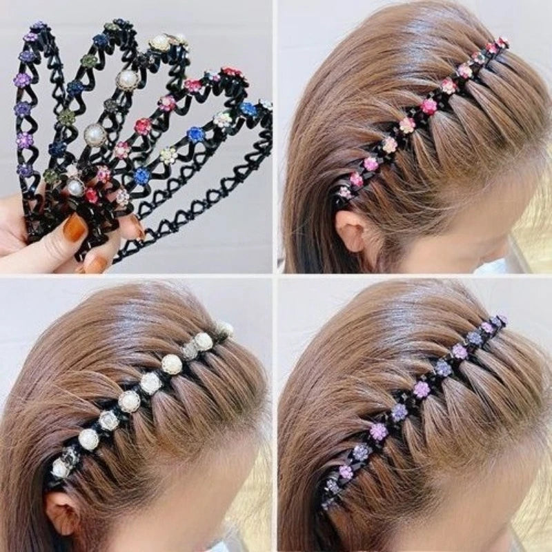 Rhinestone Non-Slip Wave Headband for Women & Girls Rhinestone Headband QXL