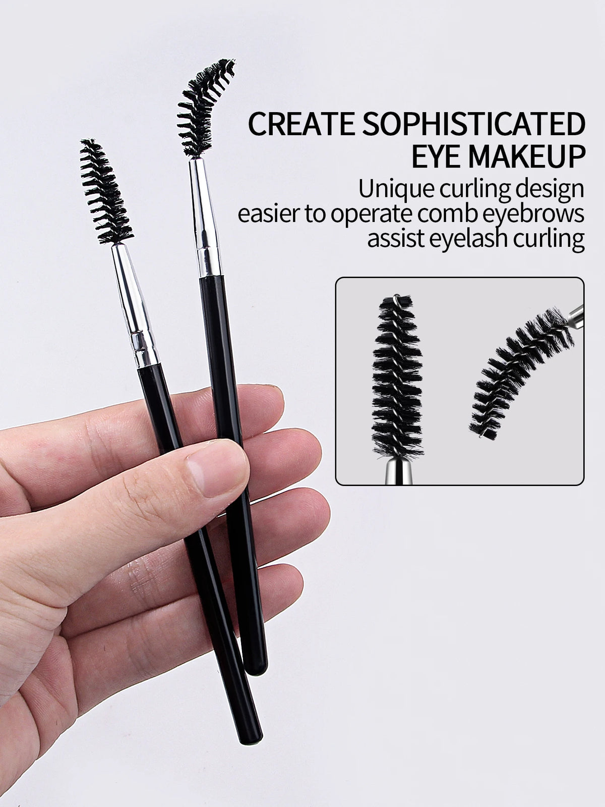 2-Pack Curved Spoolie Brush Set | Brow & Lash Tool Spoolie Brush Set QXL