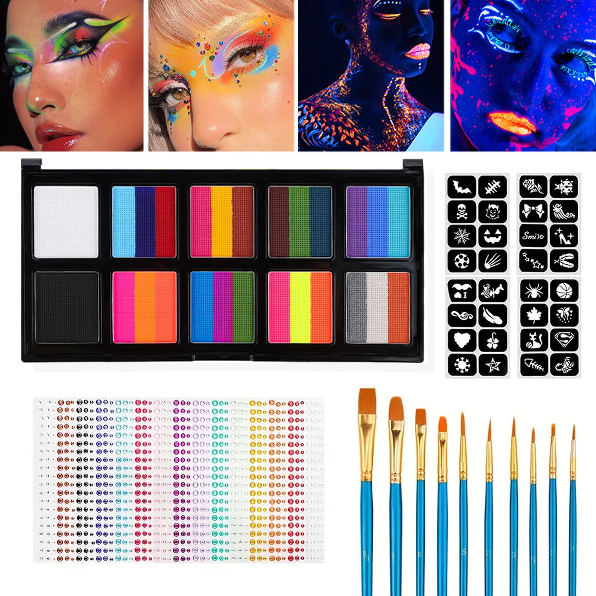 VERONNI 26-Color UV Fluorescent Face & Body Paint Set UV Face & Body Paint QXL 4 PCS