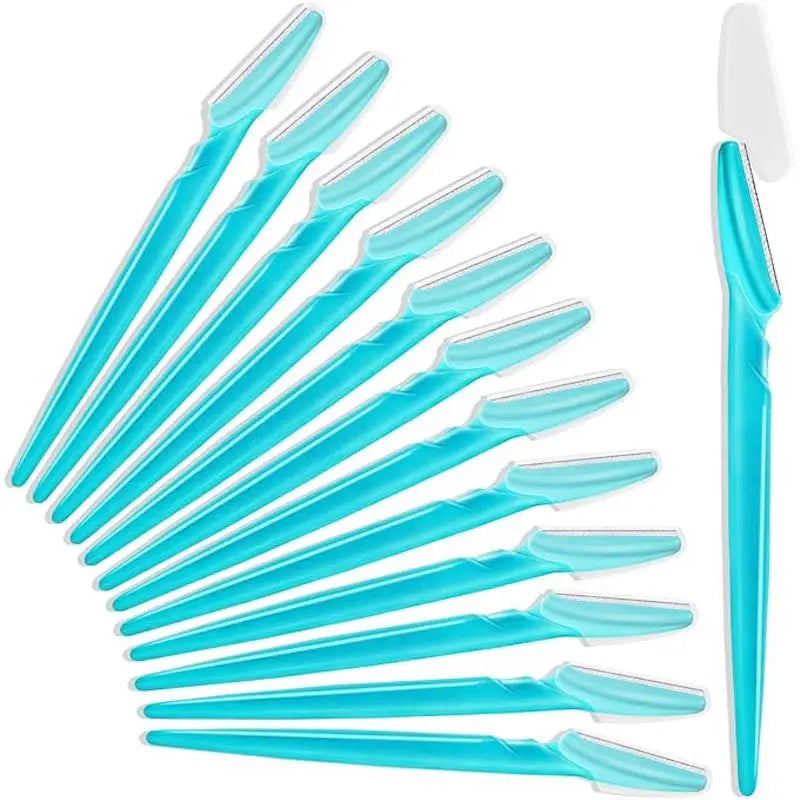 12-Pack Eyebrow Trimmer Razors | Portable Face Hair Shapers Eyebrow Trimmer Set QXL 12Pcs Blue