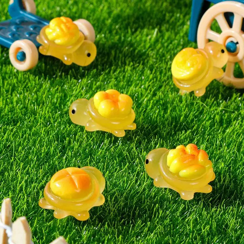 10-Pack Glow-in-the-Dark Mini Turtle Resin Garden Ornaments Miniature Garden Ornaments QXL