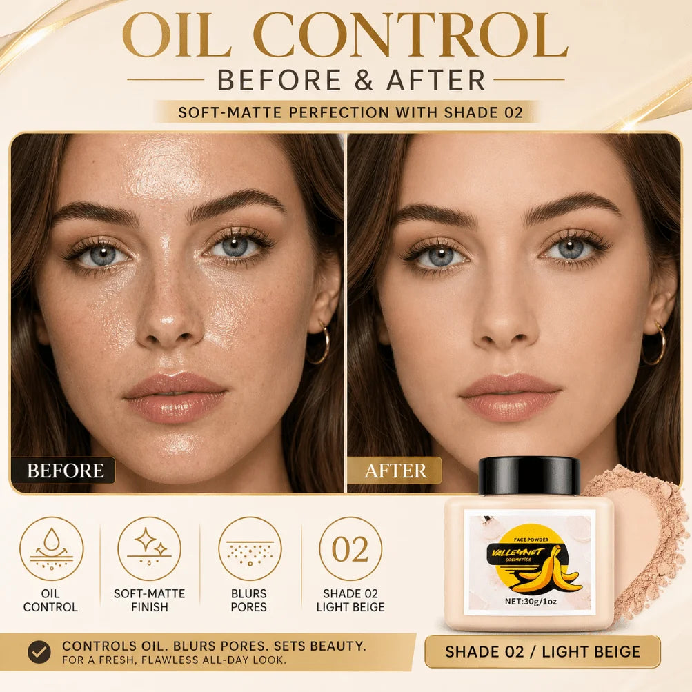 Matte Loose Setting Powder & Puff – Oil Control & Waterproof Loose Setting Powder QXL