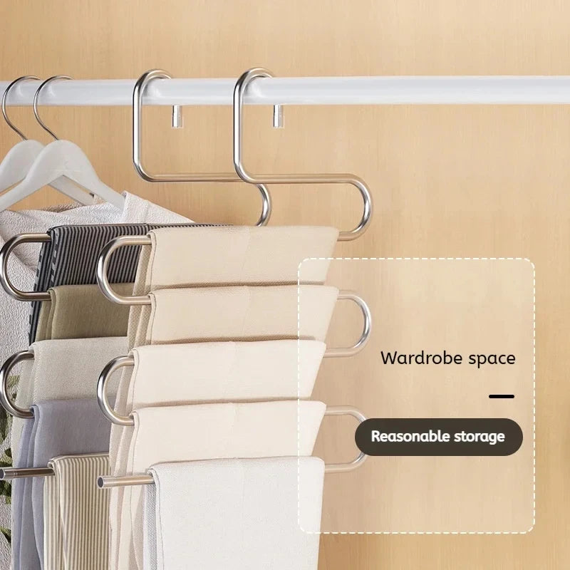 5-Layer Stainless Steel Pants Hanger Rack | Wardrobe Organizer Pants Hanger Rack QXL