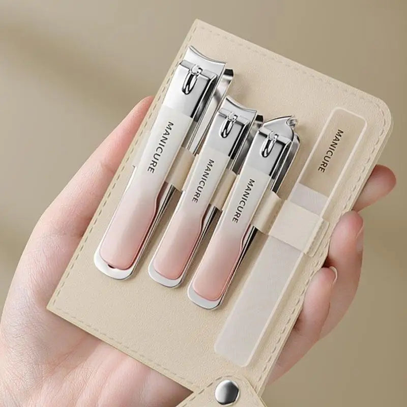 4-Piece Manicure Set with Leather Case & Nano Nail File Manicure Set QXL