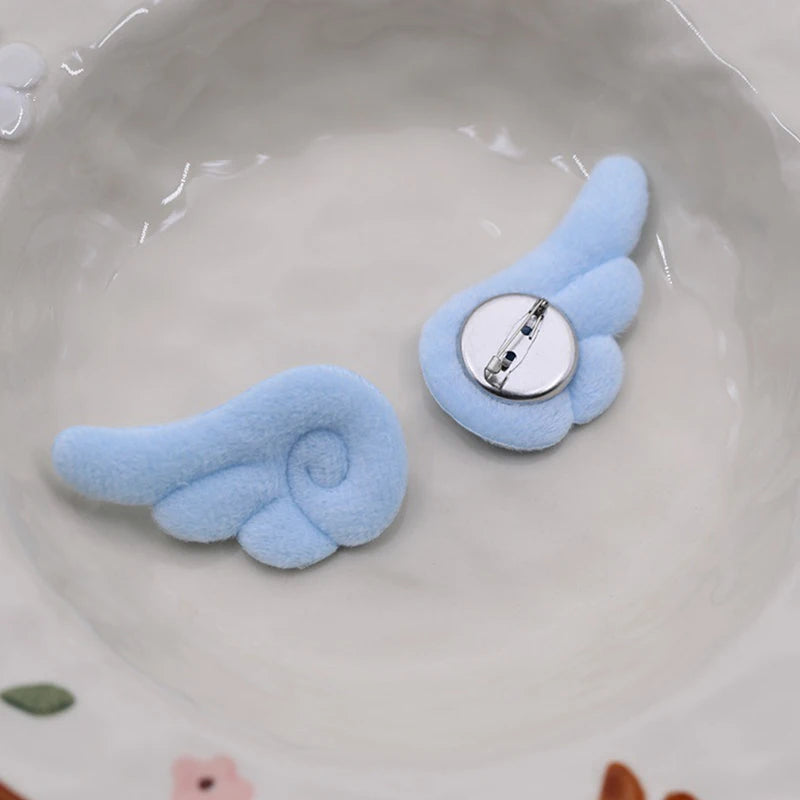 Plush Angel Wings Brooch Pair | Y2K Japanese Kawaii Style Angel Wings Brooch QXL