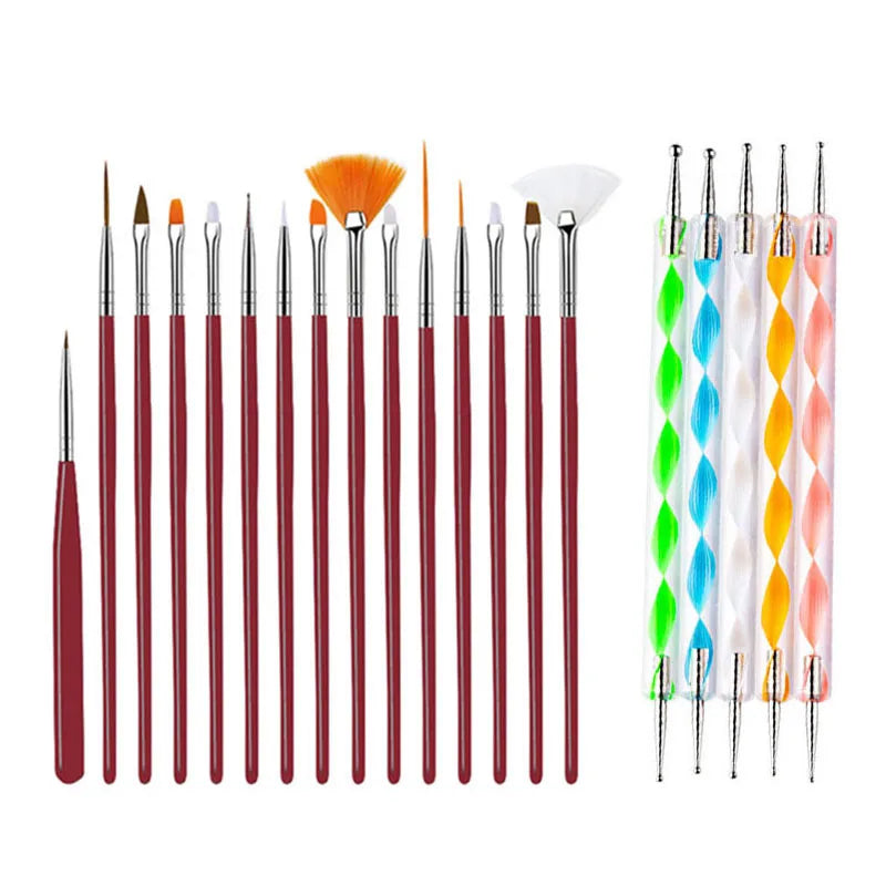 FUMOSIK 20-Pc Nail Art Brush Set | Gel, Acrylic & Carving Nail Art Brush Set QXL