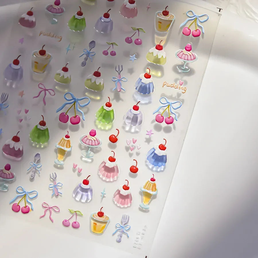5D Kawaii Nail Art Stickers | Jelly Dessert & Heart Decals Nail Art Stickers QXL