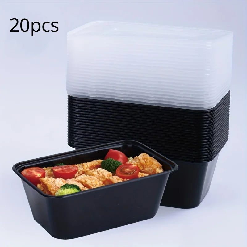 BPA-Free Black Stackable Leakproof Bento Boxes with Lids Food Storage Containers QXL 20pcs