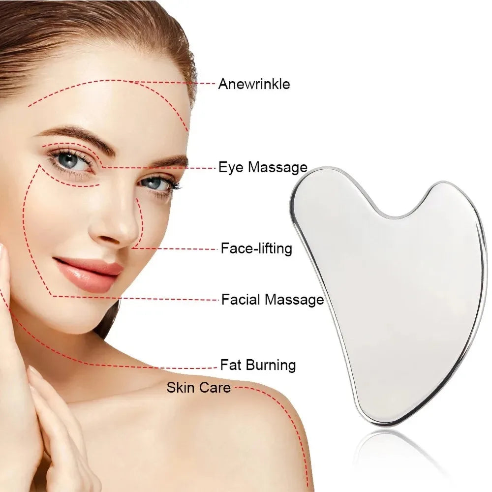 Stainless Steel Ice Face Roller & Gua Sha Massage Tool Set Face Roller Set QXL