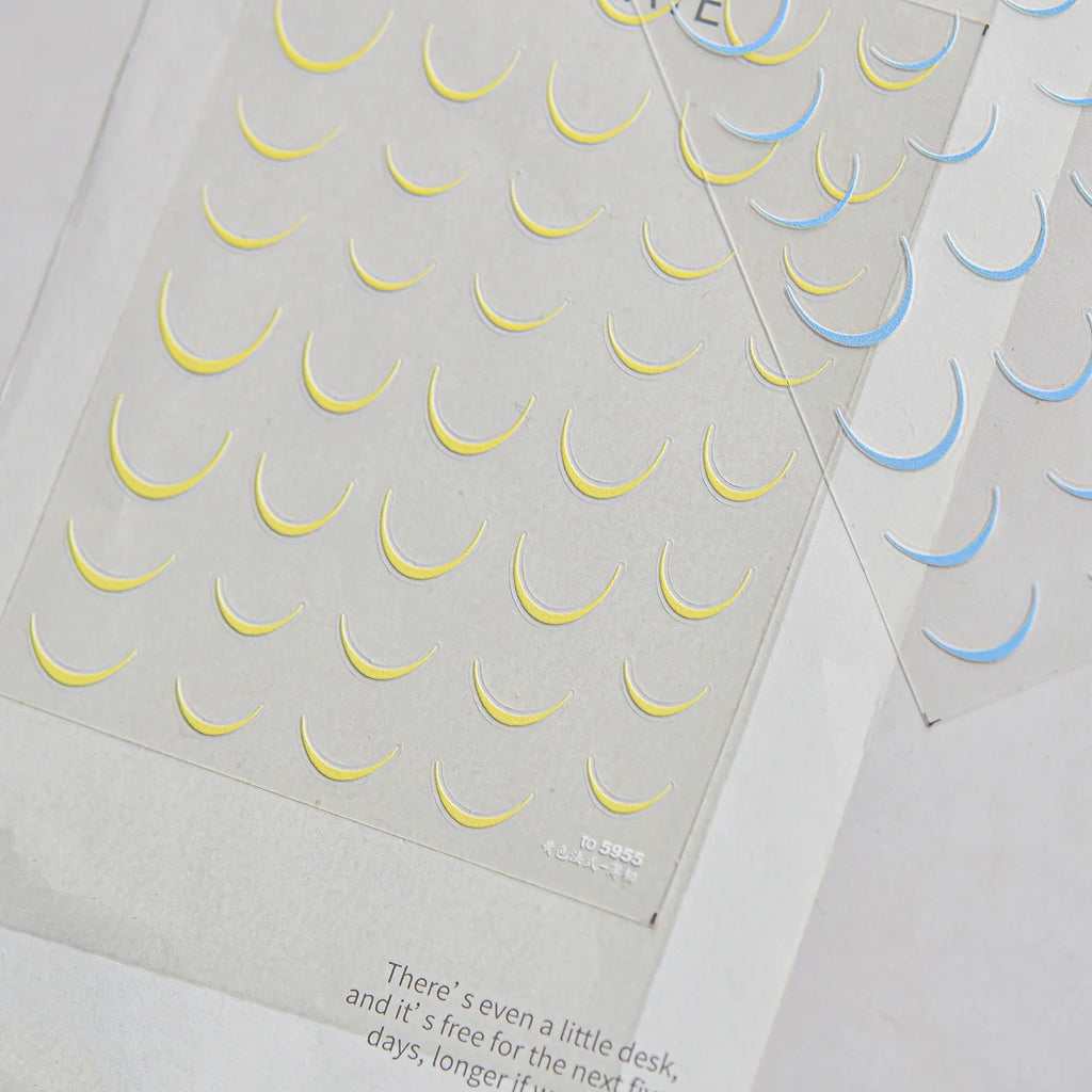 5D French Arc Nail Stickers | Crescent Moon Self-Adhesive Decals Nail Art Stickers QXL
