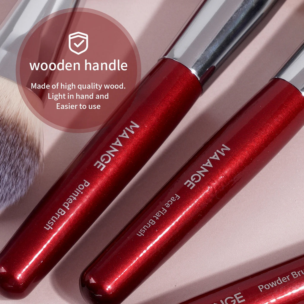 MAANGE 9-Pc Makeup Brush Set | Kabuki, Foundation & Eyeshadow Makeup Brush Set QXL
