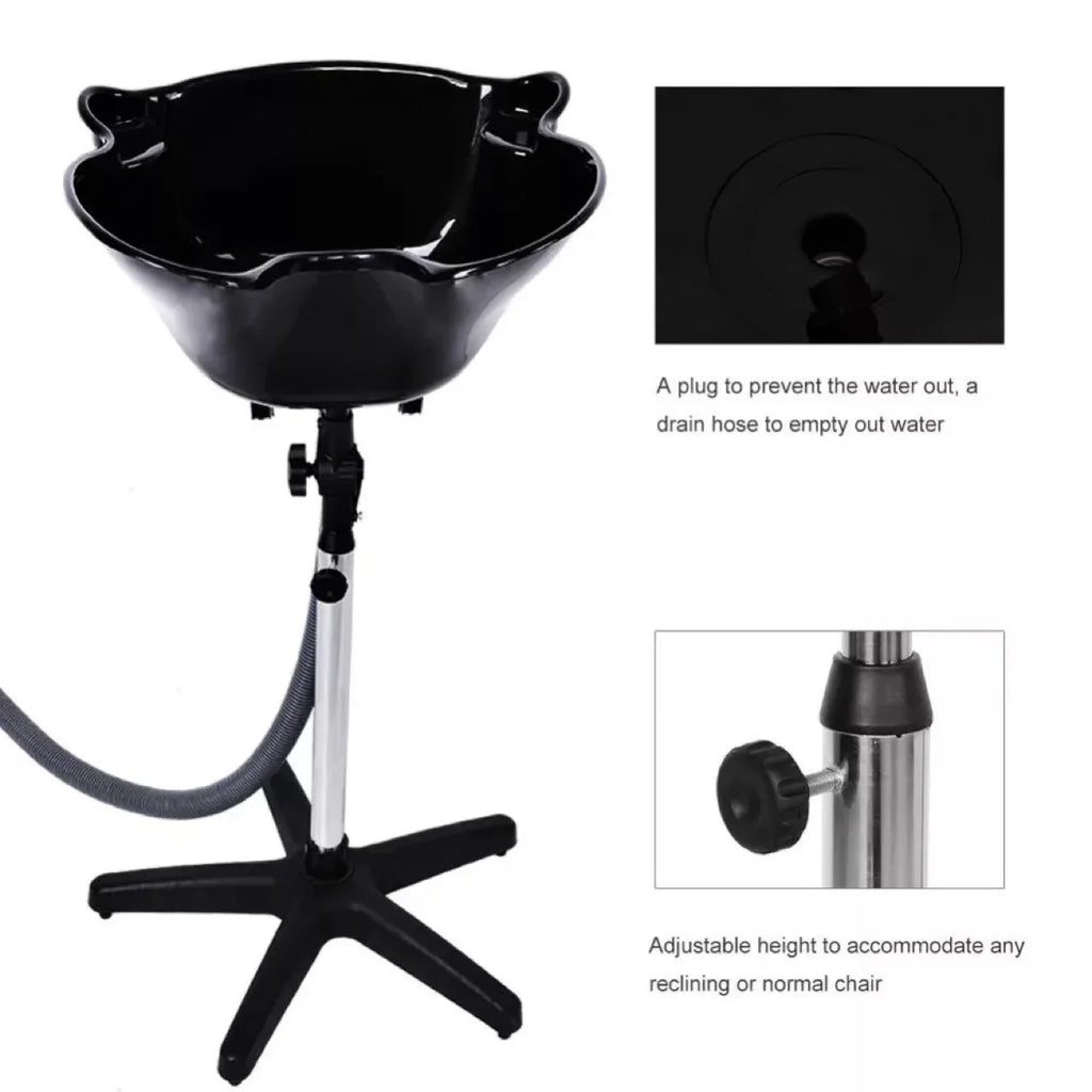 Portable Shampoo Bowl Salon Sink – Adjustable Height & Drain