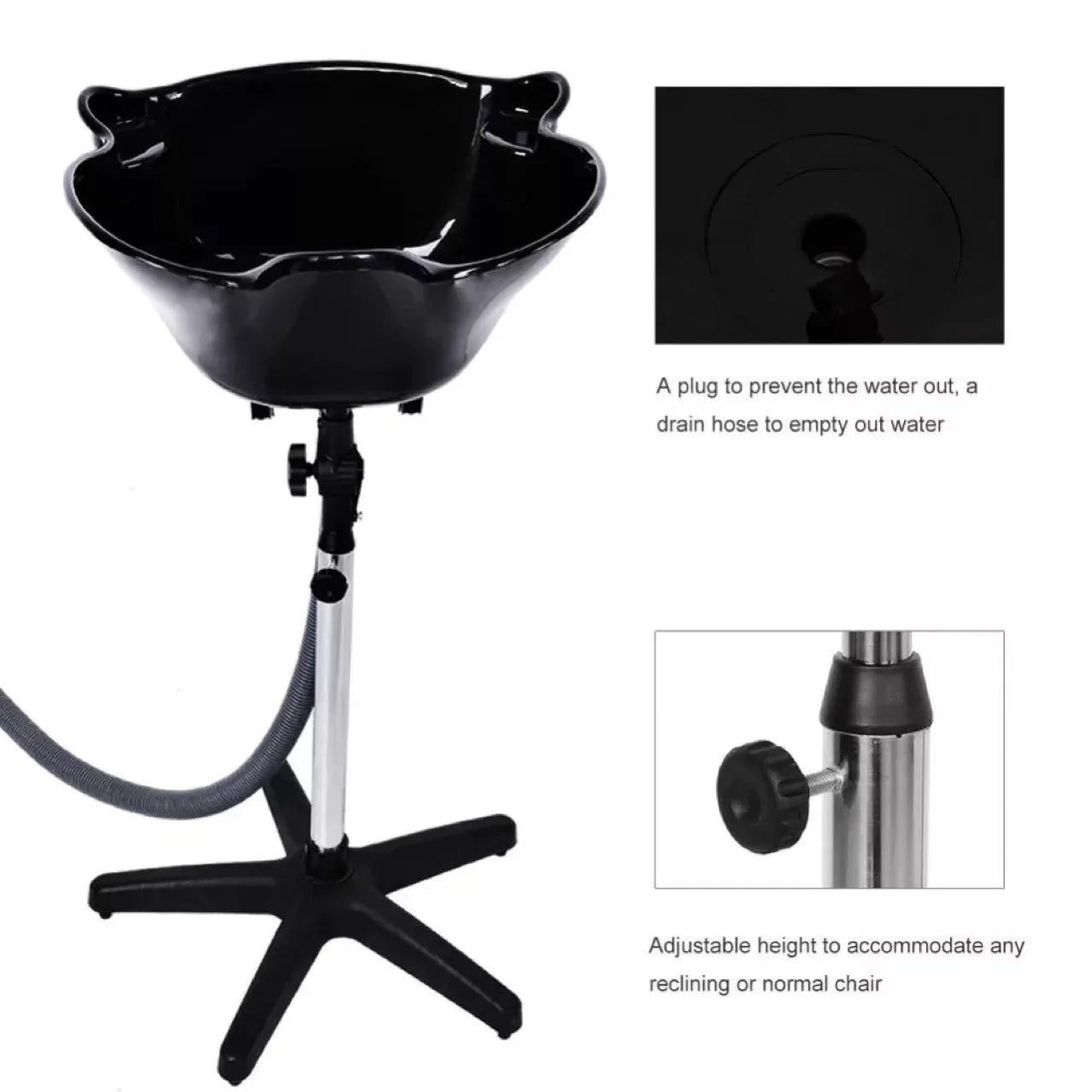 Portable Shampoo Bowl Salon Sink – Adjustable Height & Drain