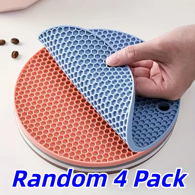 4-Pack Round Kitchen Trivets | Heatproof Table Protection Mats Kitchen Trivets QXL Random 4 Pack M