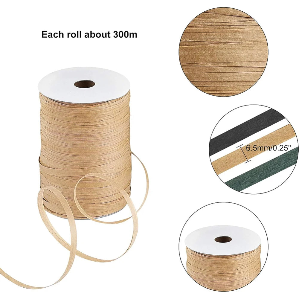 300m Natural Raffia Ribbon 6.5mm | Gift Wrapping & DIY Crafts Craft Ribbon QXL AECH04-02912