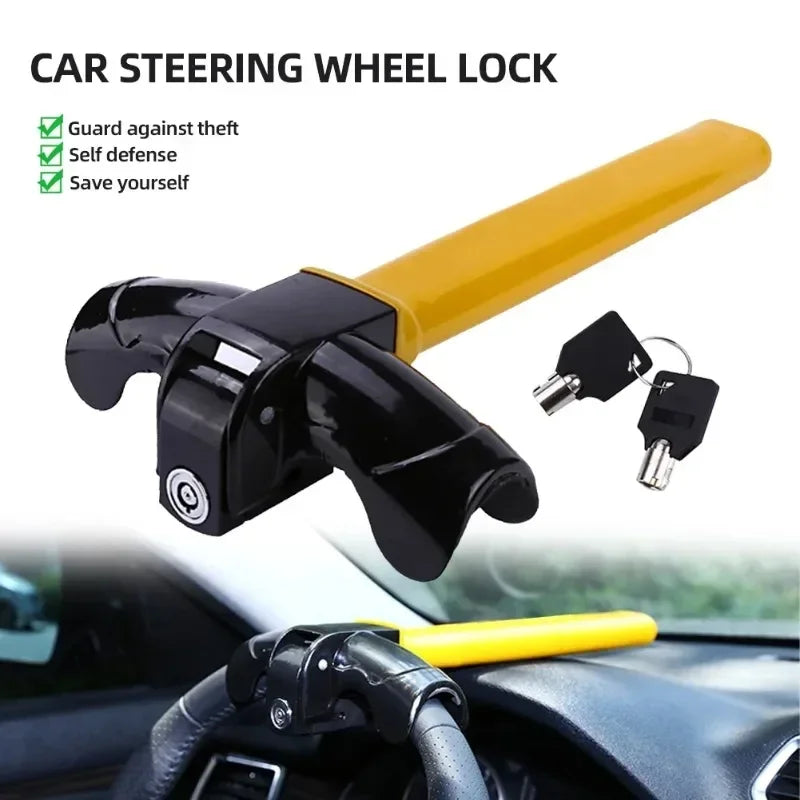 T-Type Steering Wheel Anti-Theft Lock | Heavy-Duty + 2 Keys Steering Wheel Lock QXL