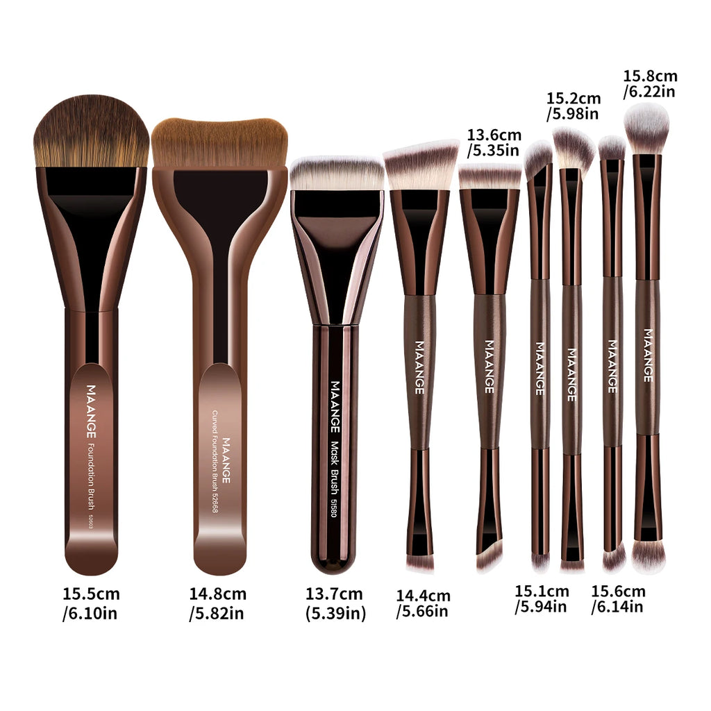 MAANGE 9-Piece Synthetic Makeup Brush Set | Beginner Kit Makeup Brush Set QXL