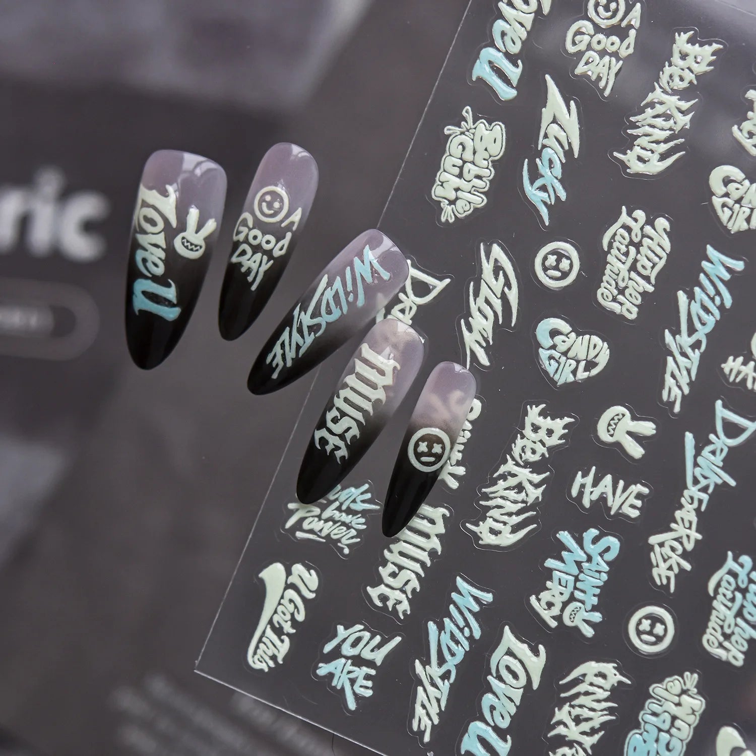5D Glow-in-Dark Nail Stickers | Graffiti Hip Hop Decals Nail Art Stickers QXL