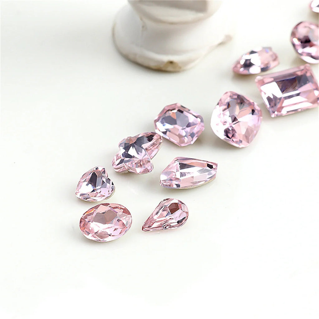 Pink Zircon Nail Rhinestone Charms | Crystal 3D Decorations Nail Rhinestone Charms QXL