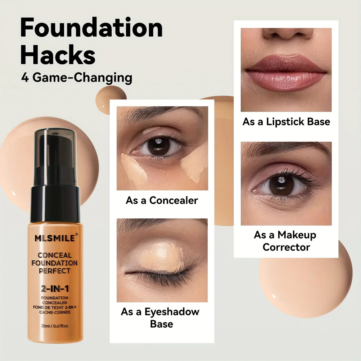 2-in-1 Liquid Foundation & Concealer | Full Coverage Waterproof Liquid Foundation QXL