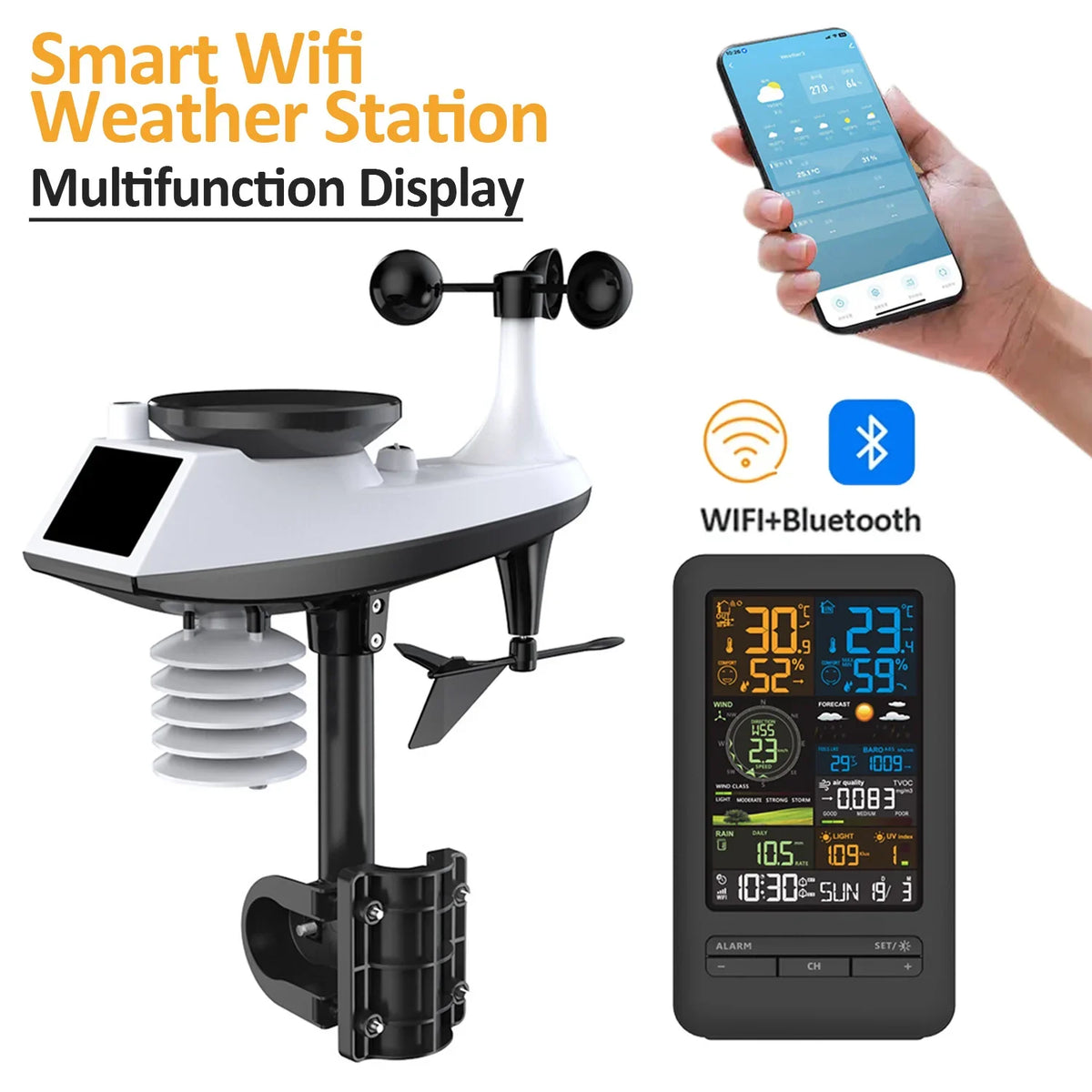 Tuya WiFi Smart Weather Station | Color Screen Digital Clock Smart Weather Station QXL