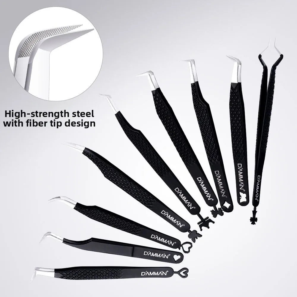 Flat Clamp Eyelash Extension Tweezers | Anti-Slip Fiber Tip Eyelash Extension Tweezers QXL