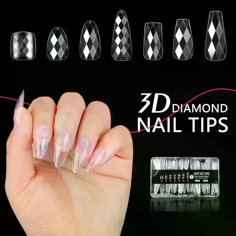 160-Pc Press-On False Nails | Almond Ballet Square Full Cover Press-On False Nails QXL