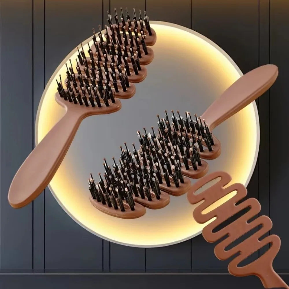 Hollow Boar Bristle Hair Comb | Anti-Static Styling Brush Boar Bristle Hair Brush QXL