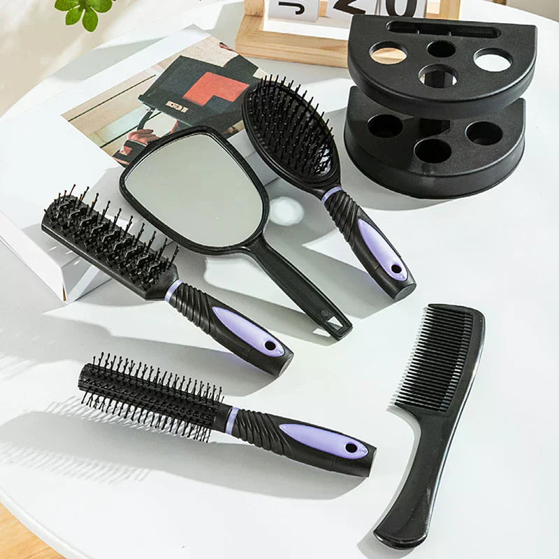 5-Piece Air Cushion Mirror Comb Set | Curly & Straight Hair Hair Comb Set QXL