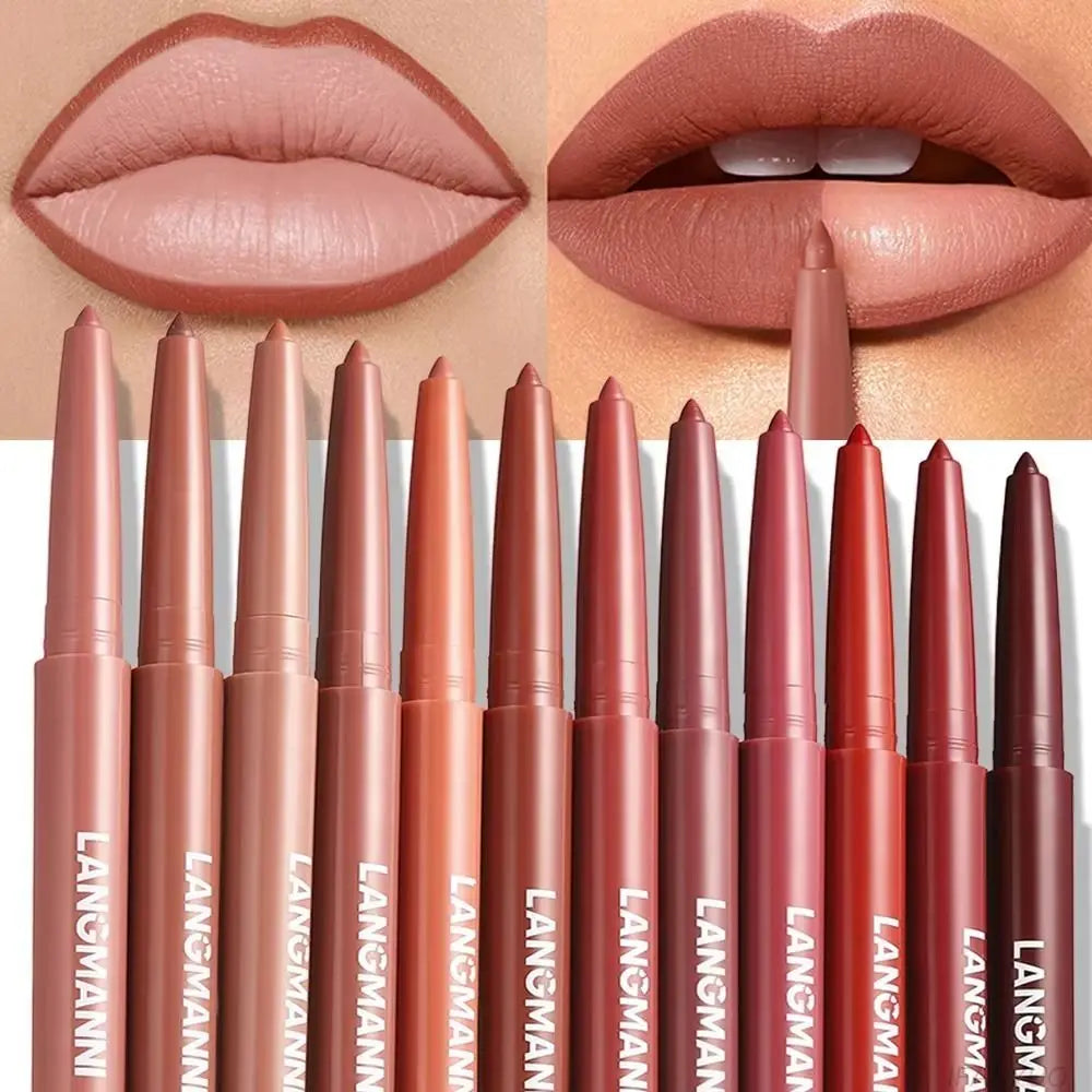 12-Color Matte Lip Liner Pencil | Waterproof Long-Lasting Matte Lip Liner QXL