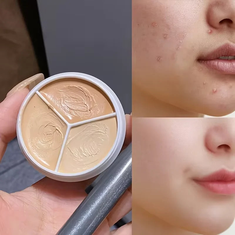 3-Color Contour Concealer Palette with Brush | Full Coverage Concealer Palette QXL