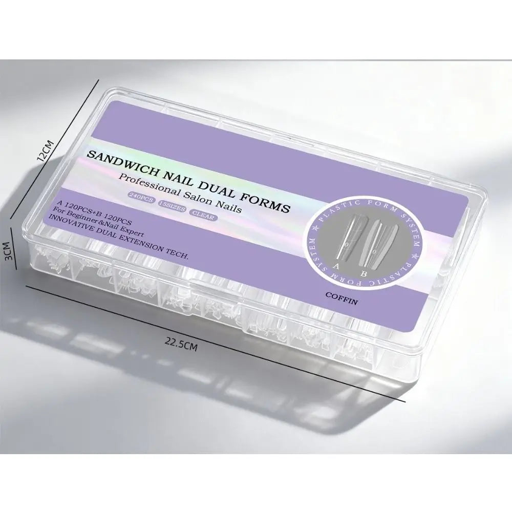 240-Pc Transparent Dual Nail Extension Forms | 3 Shapes Nail Extension Forms QXL
