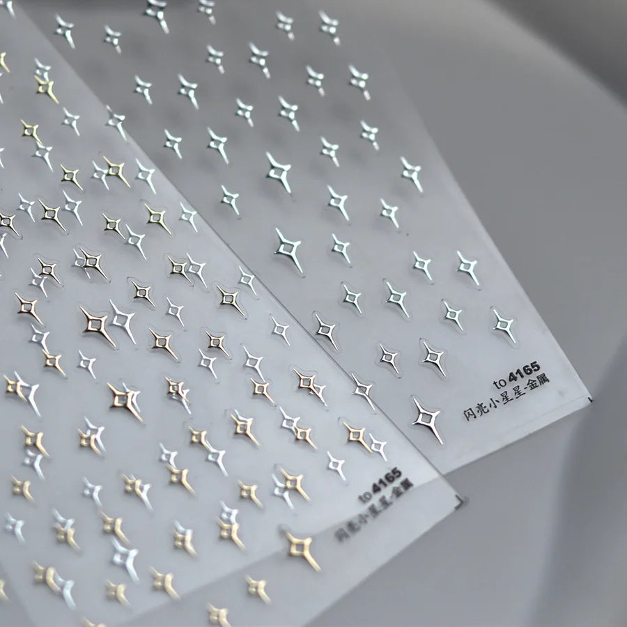 5D Star Nail Art Stickers | Gold & Silver Holographic Decals Nail Art Stickers QXL