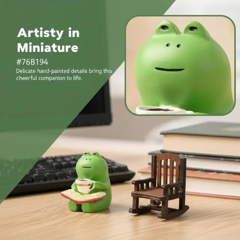 Japanese Mini Frog Rocking Chair Resin Ornament | Desk Decor Resin Figurine Ornament QXL