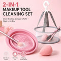 2-in-1 Silicone Makeup Brush Cleaner Bowl & Drying Basket Brush Cleaner Set QXL Pink