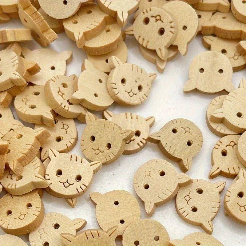 100-Pack Wooden Cat Buttons 2-Hole | Sewing & DIY Craft Craft Sewing Buttons QXL