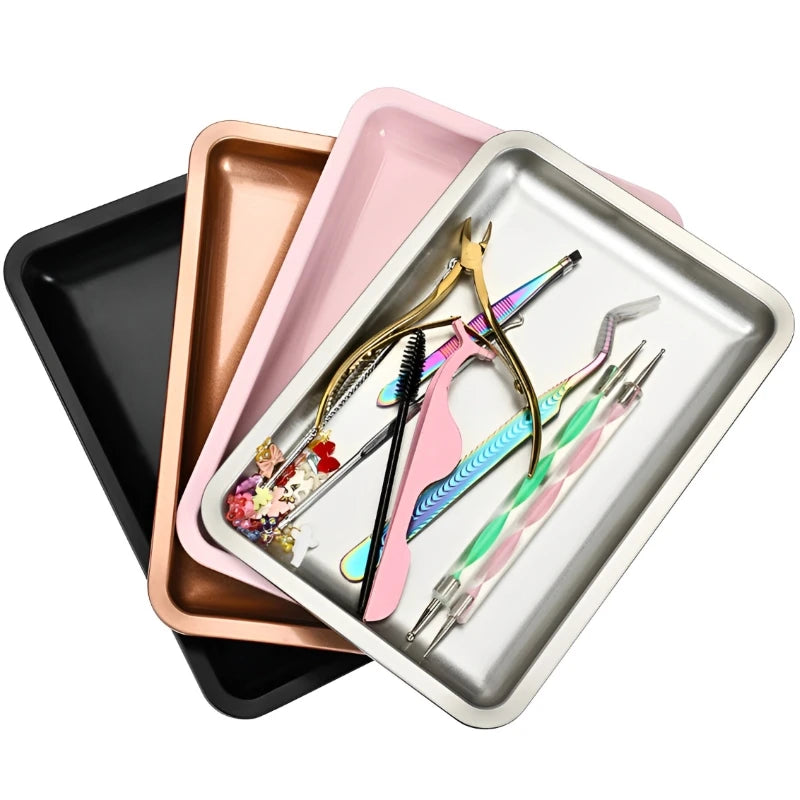Square Stainless Steel Nail Art & Cosmetic Tool Tray Nail Art Tool Tray QXL