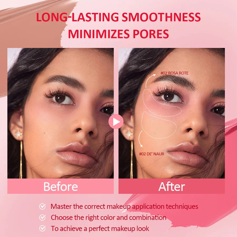 PAGEVINE 2-Tone Cream Blush & Contour Palette | High Pigment Cream Blush Palette QXL